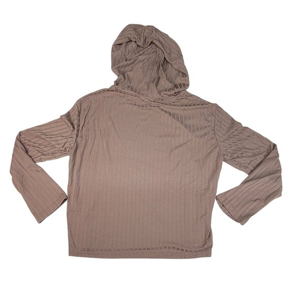 Listicle Hooded Lounge Pajama Set Mocha Draw String Straight Leg Womens Lg New - Picture 4 of 15